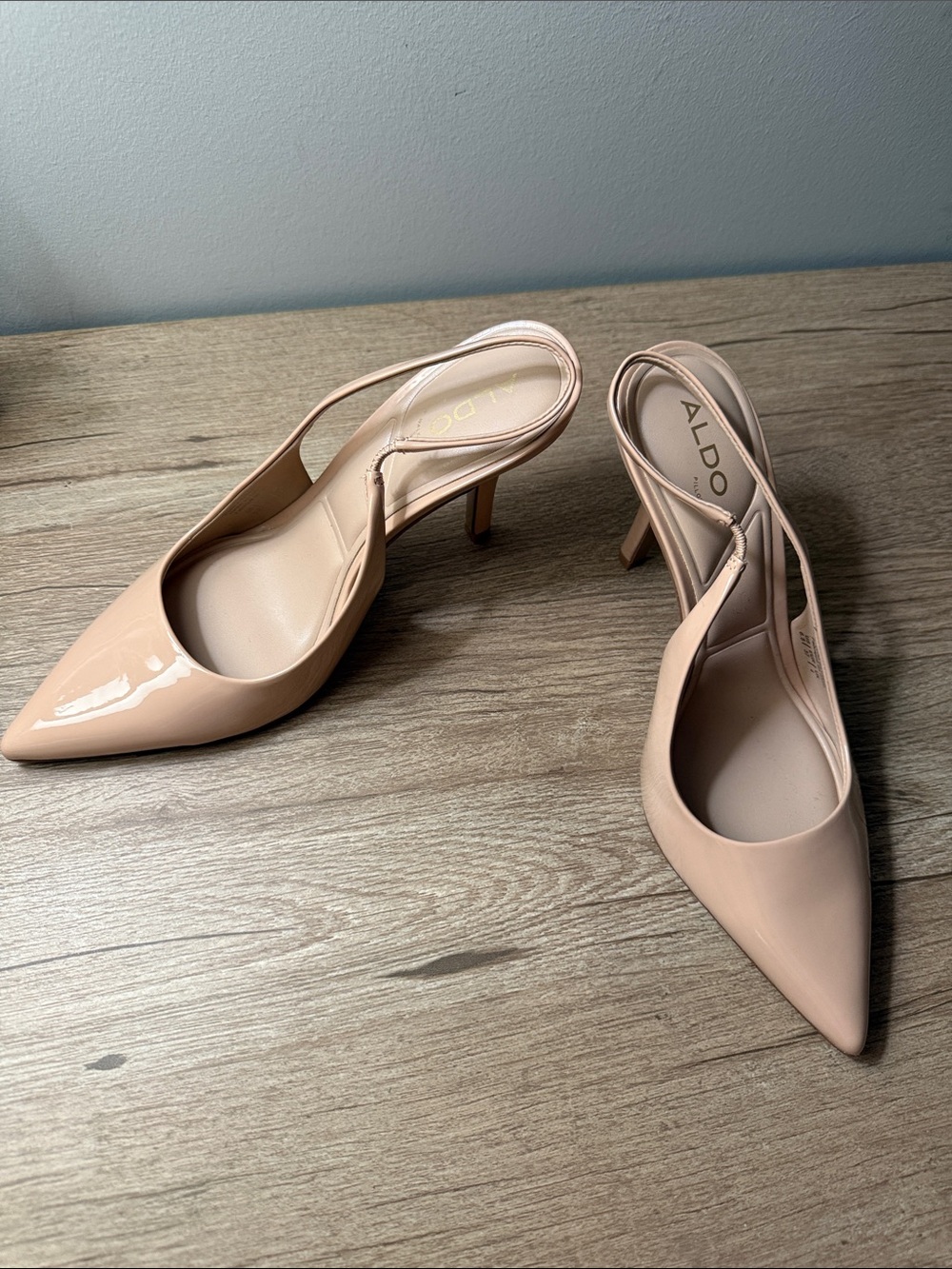 ALDO Women's Nude Patent Slingback Pointed-Toe Pumps, 6.5, NWOTs